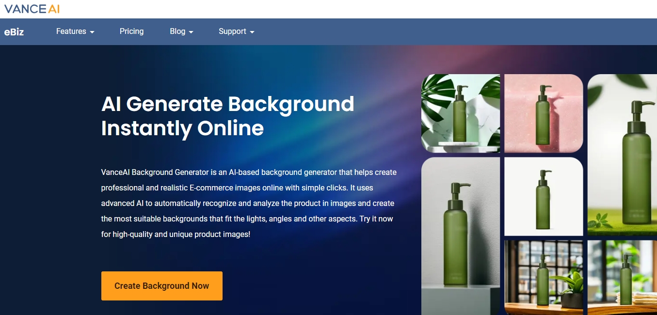 AI background generator homepage
